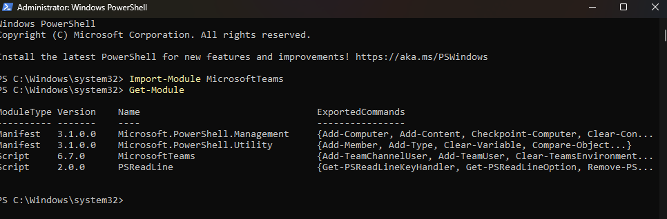 Teams PowerShell version