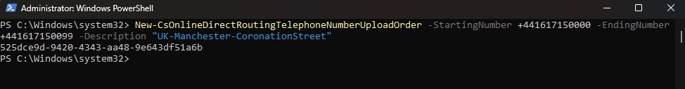 New-CsOnlineDirectRoutingTelephoneNumberUploadOrder